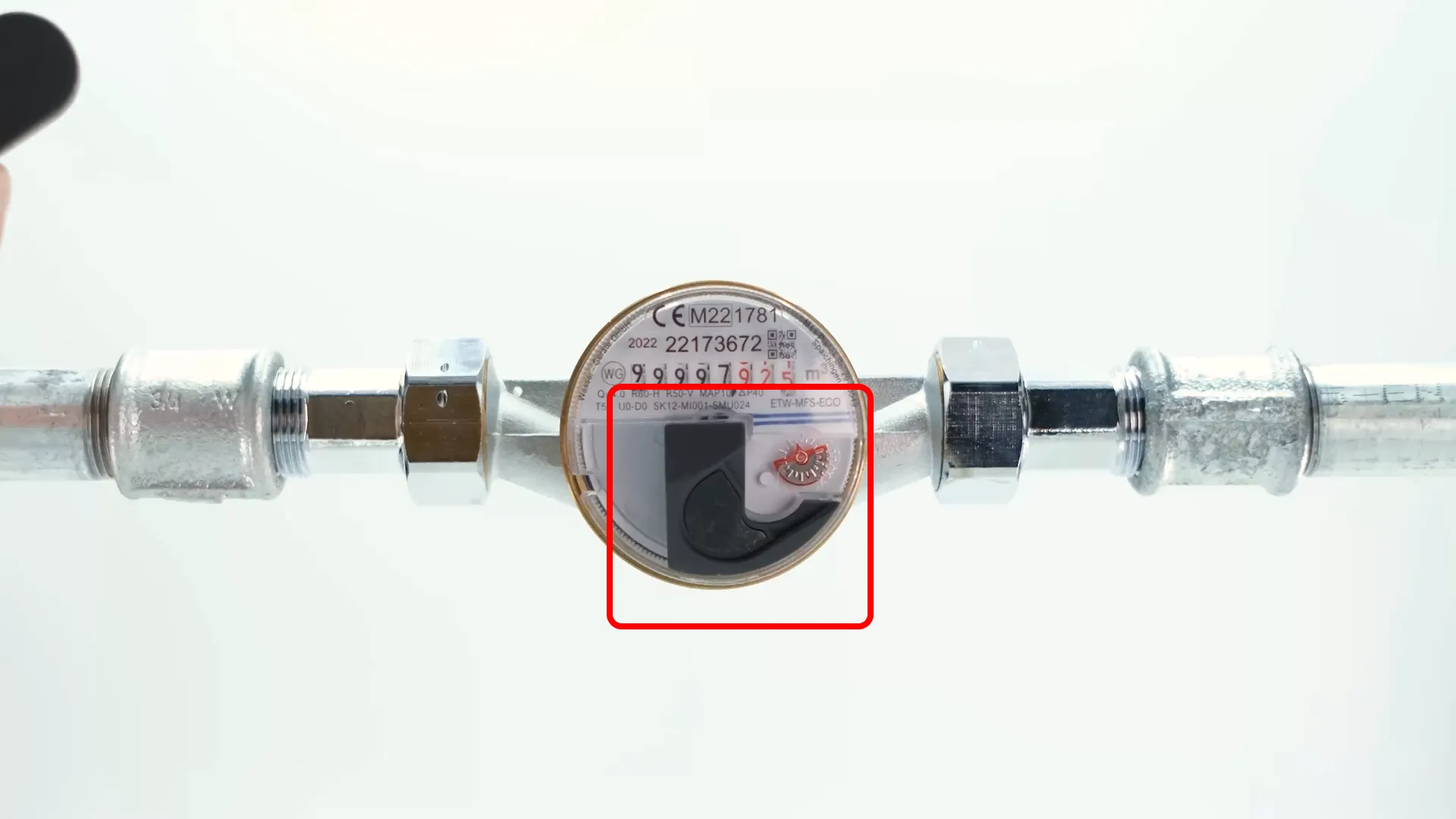 Adapter im Wasserzähler eingesetzt