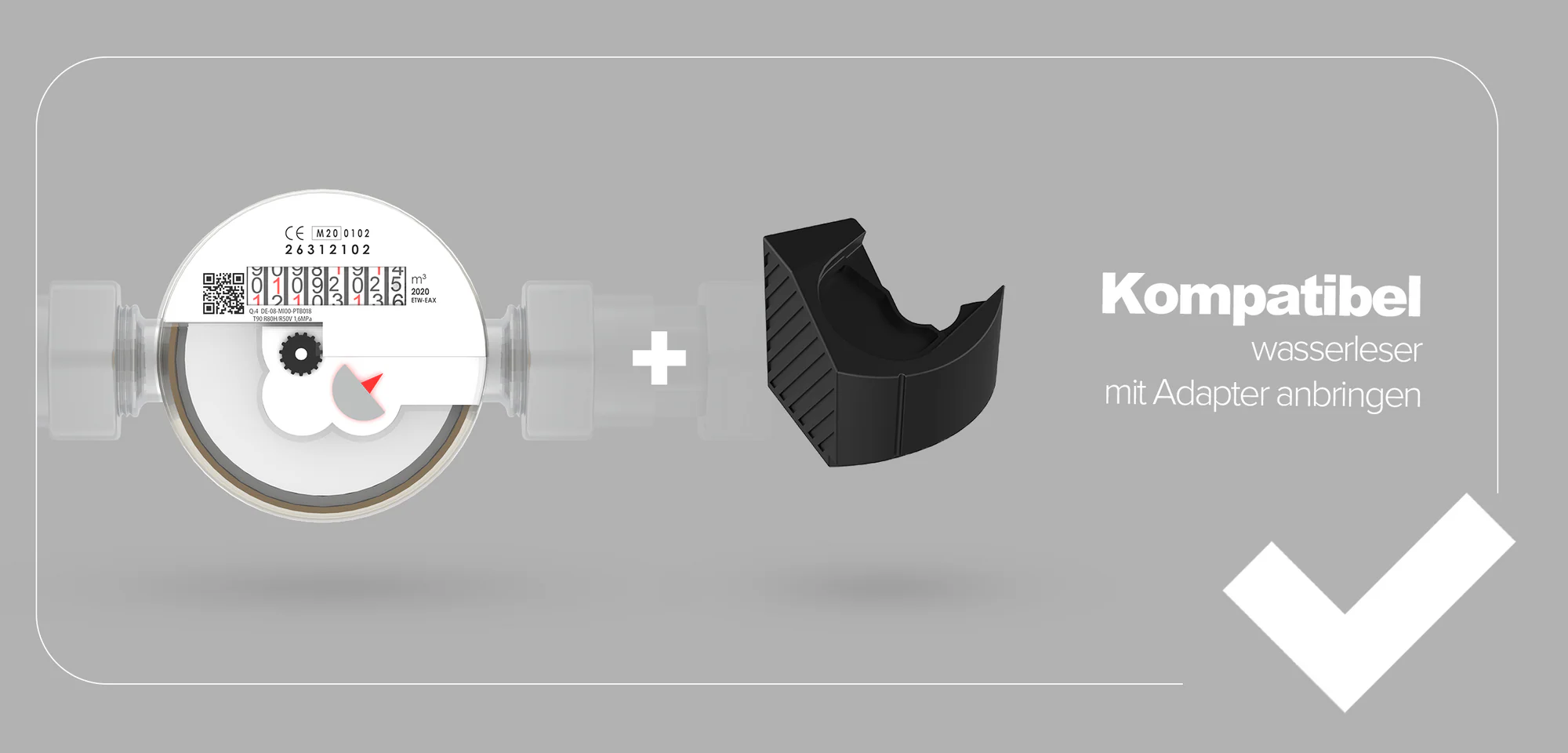 Kompatibler Wasserzähler mit Adapter